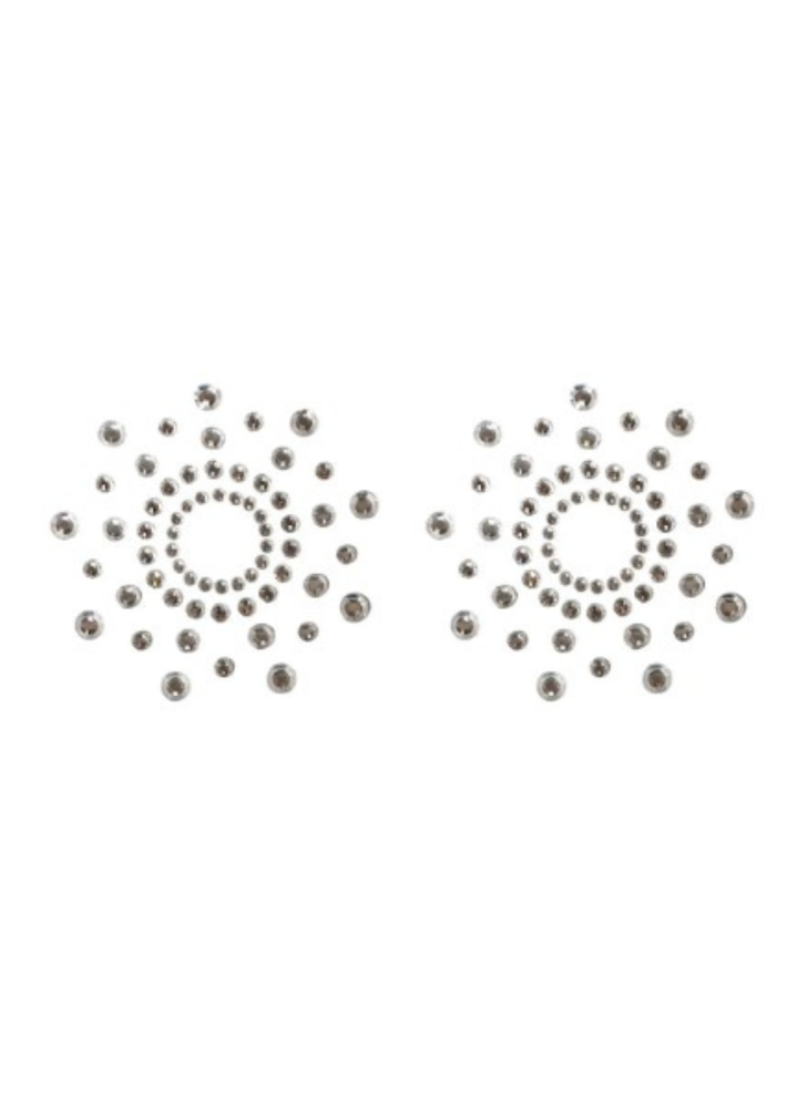 Paire de cache tétons adhésifs strass blanc - NP-1030WHT
